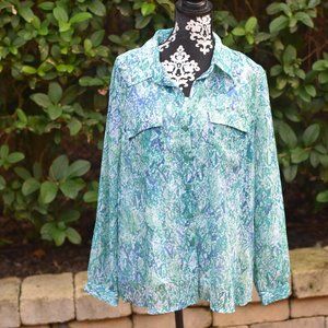 Dana Buchman Blue Python Print Blouse with Tank